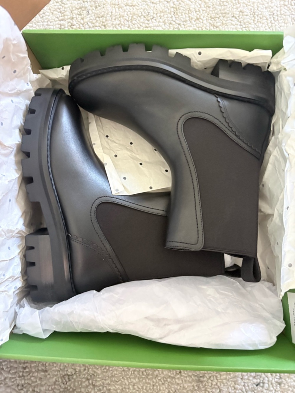kate spade Black Chelsea Lug Booties